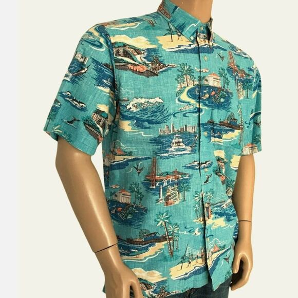 EXCELLENT CONDITION MEN’S XL GOLDEN COAST MAUI BLUE HAWAIIAN SPOONER KLOTH SHIRT - Picture 1 of 12